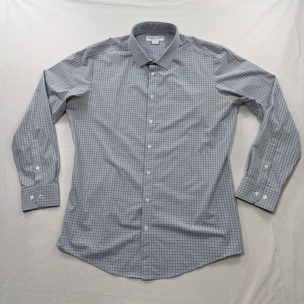 Mizzen+Main Shirt Performance Trim Fit Micro Check Blue Mens XL